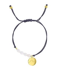 Roxy Waterproof Yellow Rd Wave Heart Charm Pearl Adjustable Bracelet