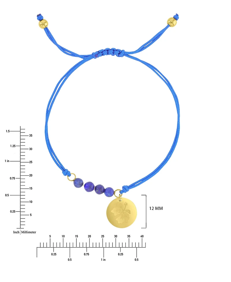 Roxy Waterproof Yellow Hibiscus Disc Labradorite Adjustable Bracelet