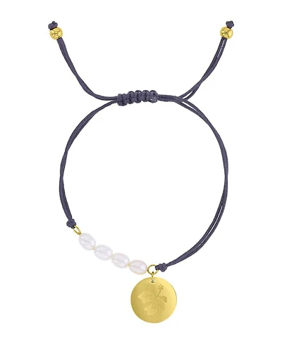 Roxy Waterproof Yellow Hibiscus Disc Pearl Adjustable Bracelet
