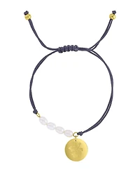 Roxy Waterproof Yellow Hibiscus Disc Pearl Adjustable Bracelet