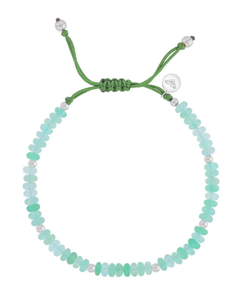 Roxy Waterproof Platinum Green Aventurine Adjustable Bracelet