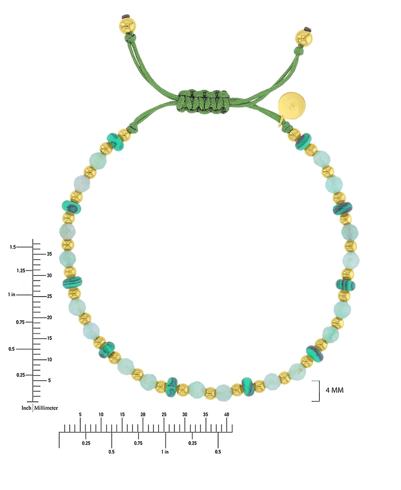 Roxy Waterproof Yellow Malachite Green Aventurine Adjustable Bracelet