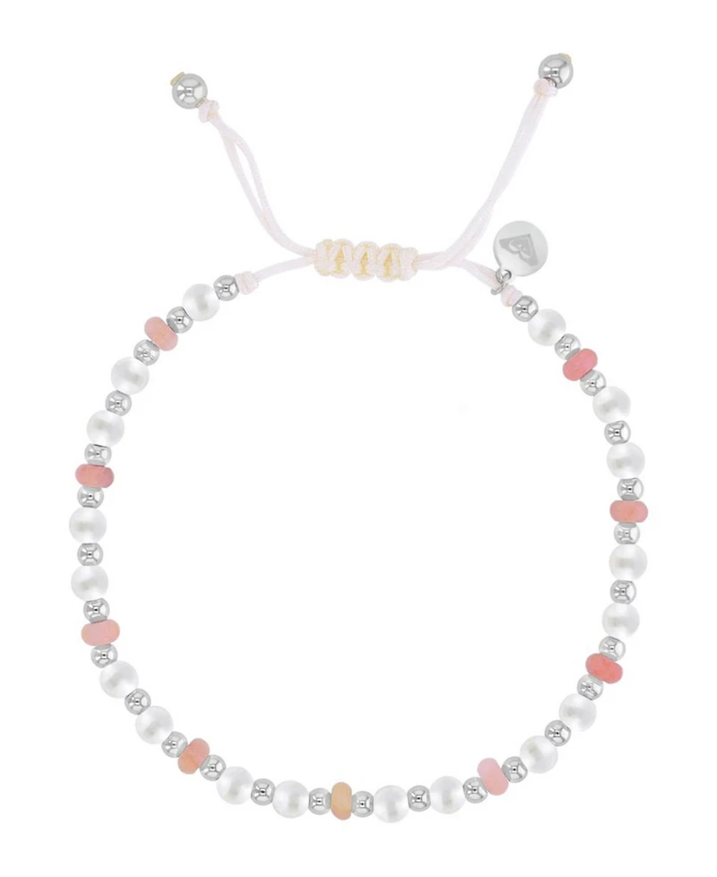Roxy Waterproof Platinum Rhodonite Pearl Adjustable Bracelet