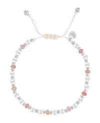 Roxy Waterproof Platinum Rhodonite Pearl Adjustable Bracelet
