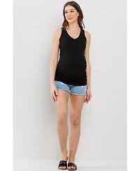 Hello Miz Maternity Side Ruched Ribbed Tank Top