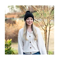 Headbands of Hope Women's Cable Knit Pom-Pom Beanie - Black