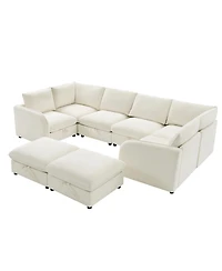 Hulala Home Terencio 128.5" Modern Storage Modular Sectional Sofa with Hassle-free Assembly