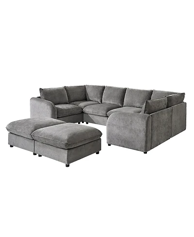 Hulala Home Terencio 128.5" Modern Storage Modular Sectional Sofa with Hassle-free Assembly