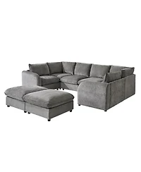 Hulala Home Terencio 128.5" Modern Storage Modular Sectional Sofa with Hassle-free Assembly