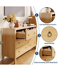 gaomon 7 Drawer Dresser for Bedroom, Wooden Chest of Dressers for Deep Drawers, Modern Dressers Organizer with Round Handle, Tv Stand for Living Room
