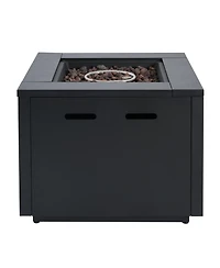 Flynama 30 Inch Square Steel Fire Pit Table Black 40000 Btu Galvanized Steel Construction