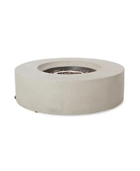 Flynama Outdoor 50,000 Btu Round MgO Concrete Propane Fire Pit, Light Grey (Tank Cover not Included)