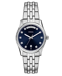 Fossil Women's Scarlette Three-Hand Day-Date Stainless Steel Watch, 34mm