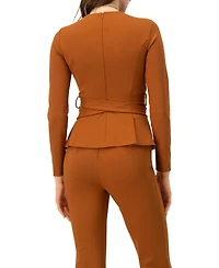 Ivonne Women's Long Sleeve Top with Crossed Tie Straps