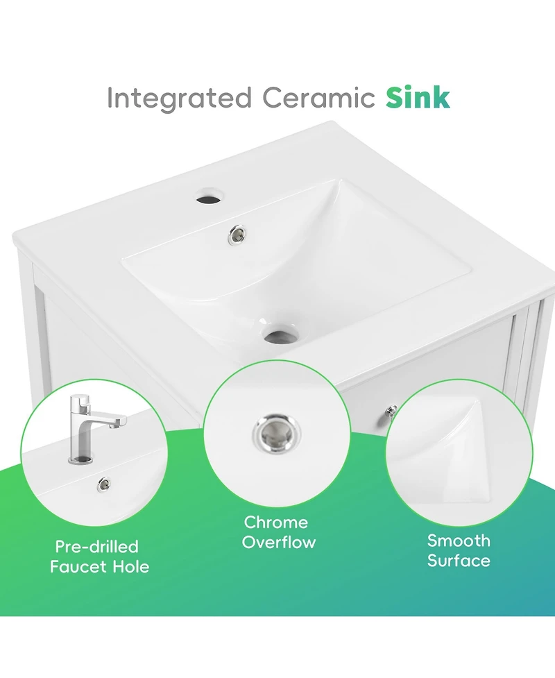 Cesicia 20 in. Bathroom Vanity Bathroom Cabinet with Sink, Soft Closing Door, Storage Rack and Adjustable Shelve