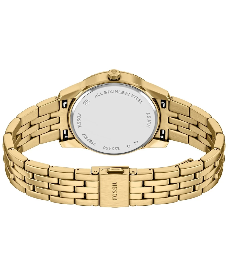 Fossil Women's Scarlette Three-Hand Day-Date Gold-Tone Stainless Steel Watch, 34mm