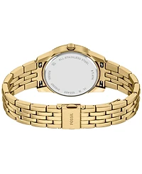 Fossil Women's Scarlette Three-Hand Day-Date Gold-Tone Stainless Steel Watch, 34mm