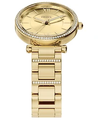 Fossil Women's Carlie Three-Hand Gold-Tone Stainless Steel Watch, 35mm