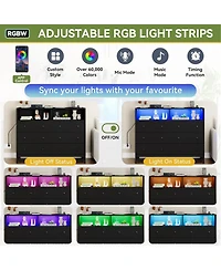 gaomon Dresser for Bedroom with 6 Drawers, Wide Wooden Dresser with Led Light and Charging Station, Large Storage Space, Modern Storage Organizer Unit