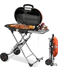 Cowsar Portable Propane Gas Grill, 15,000 Btu Foldable Outdoor Grill with 348 Sq. In. Grilling Area for Camping, Bbq, Parties, Backyard, Beach Outings