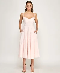 Alex & Sophia Juniors' Sweetheart Embroidered Fit Flare Midi Dress