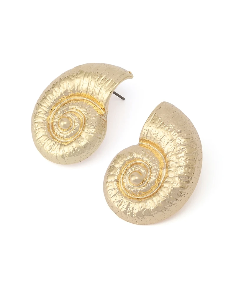 Steve Madden Gold Vintage Conch Stud Earrings