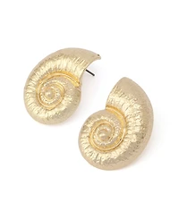 Steve Madden Gold Vintage Conch Stud Earrings