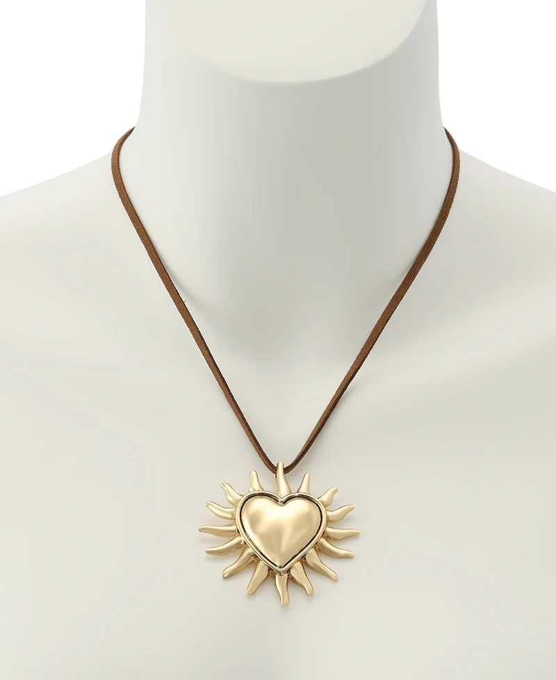 Steve Madden Gold Sunburst Heart Pendant Necklace