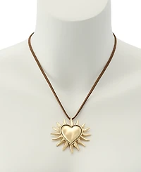 Steve Madden Gold Sunburst Heart Pendant Necklace