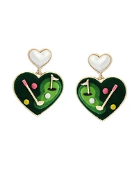 Betsey Johnson Faux Mother of Pearl Golf Heart Drop Earrings