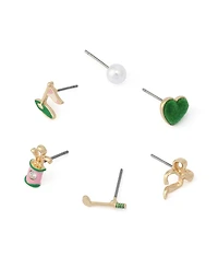 Betsey Johnson Faux Stone Golf 6-Single Stud Earring Set