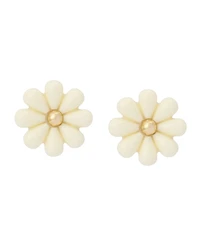 Betsey Johnson Ivory Spring Chick Daisy Stud Earrings