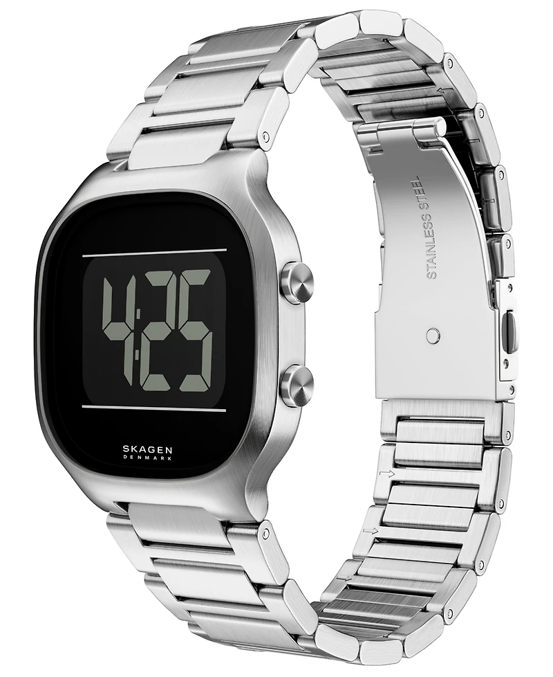 Skagen Men's Mellem Digital Lcd Silver Stainless Steel Watch, 38mm