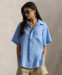 Polo Ralph Lauren Women's Woven Short-Sleeve Collared Top