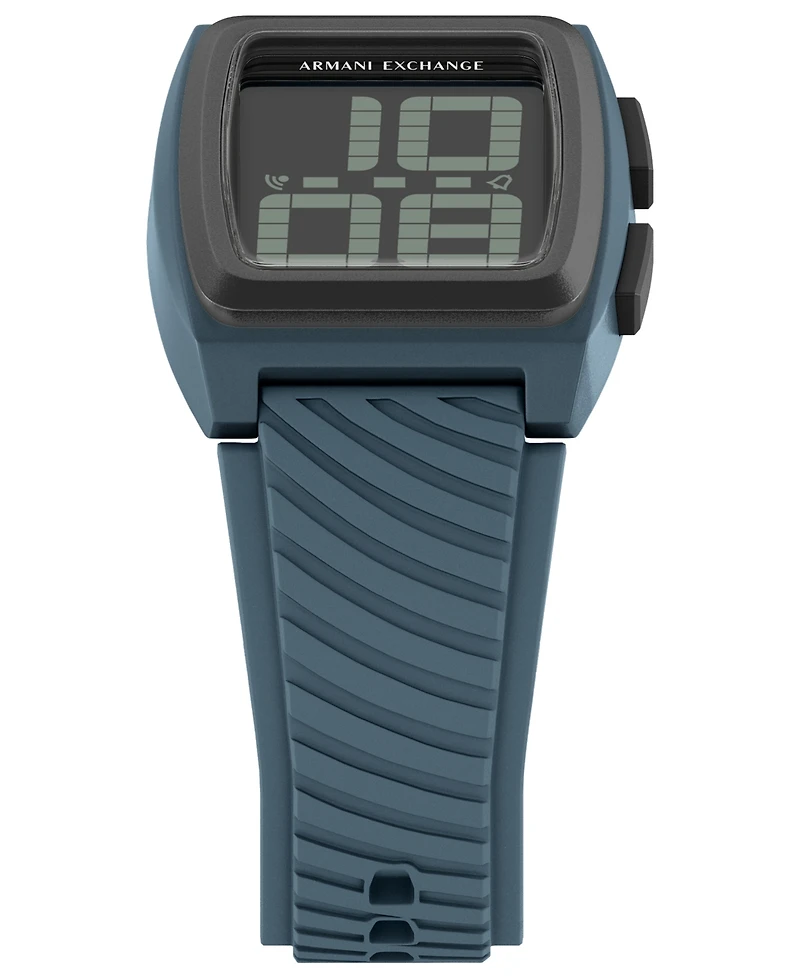 Armani Exchange Men's Lcd Blue Silicone Watch, 42mm