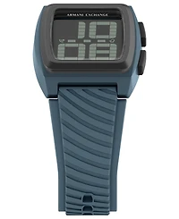 Armani Exchange Men's Lcd Blue Silicone Watch, 42mm
