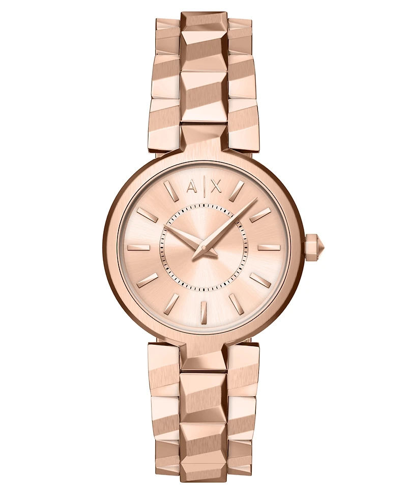 Armani Exchange Women's Quartz Two-Hand Rose Gold Stainless Steel Watch, 34mm