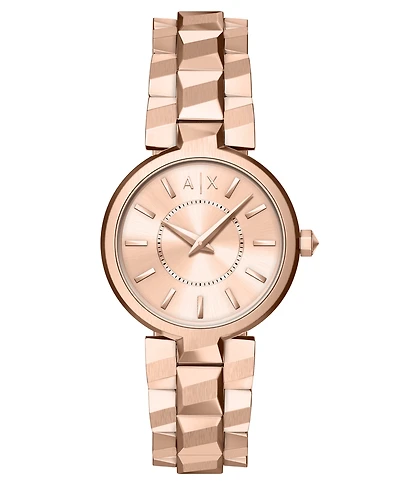Armani Exchange Women's Quartz Two-Hand Rose Gold Stainless Steel Watch, 34mm