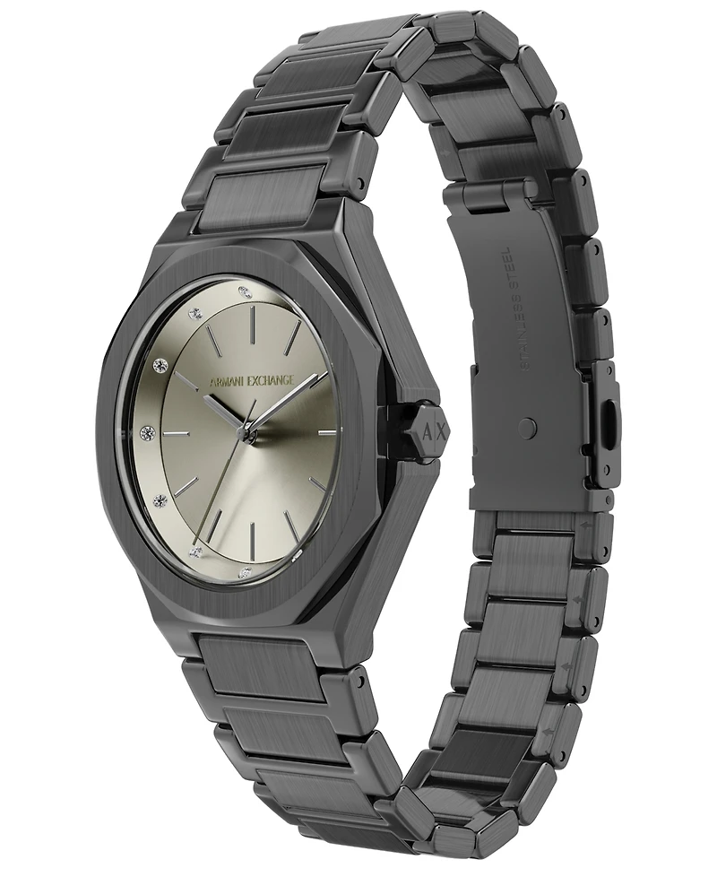 Armani Exchange Women's Quartz Three-Hand Gunmetal Stainless Steel Watch, 34mm