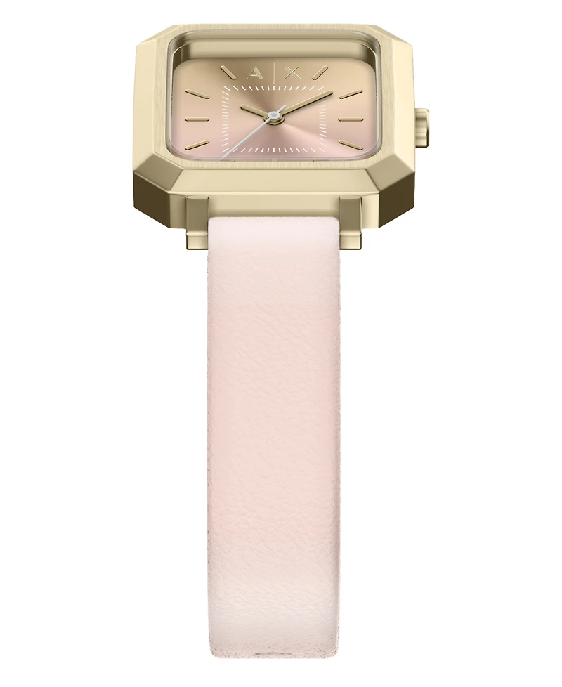 Armani Exchange Women's Quartz Three-Hand Pink Leather Watch, 27mm