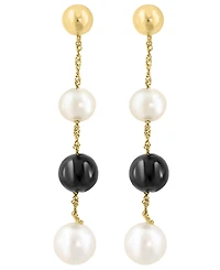 Effy Collection Freshwater Pearl & Onyx Earrings in 14k Yellow Gold