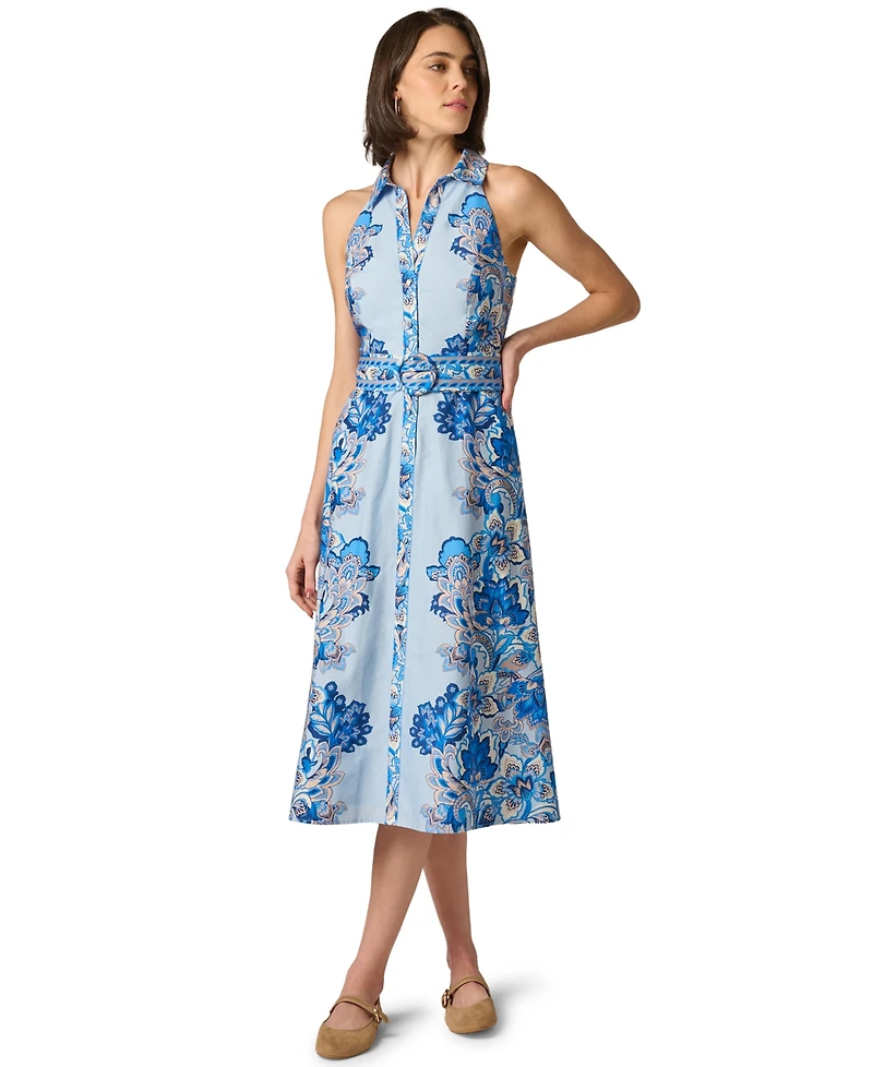 Adrianna Women's Printed Halter Neck Shirt Dress