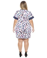 24seven Comfort Apparel Plus Abstract T-Shirt Dress