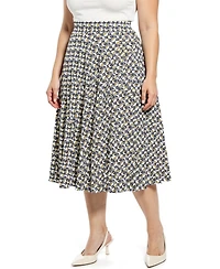 24seven Comfort Apparel Plus Geometric Elastic Waist Pocket Skirt