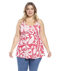 24seven Comfort Apparel Plus Paisley Scoop Neck Tunic Tank Top