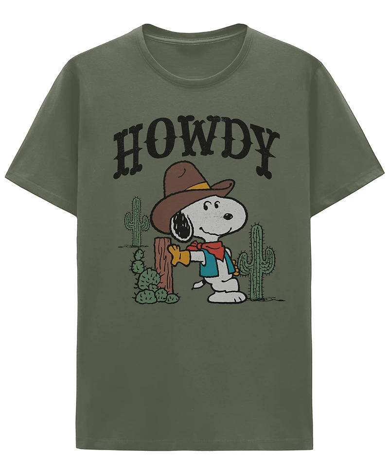 Hybrid Apparel Men's Snoopy Howdy Partner Crewneck T-Shirt
