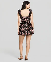 And Now This Women's Cotton Corset Ruffled Mini Dress