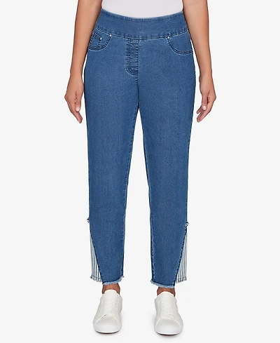 Ruby Rd. Petite Nautical Stripe Inset Slim Fit Jeans