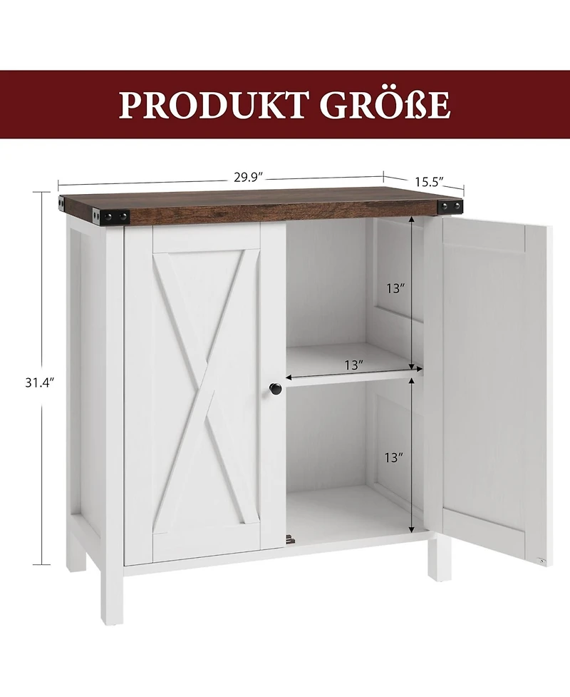 gaomon Farmhouse Sideboard Buffet Cabinet, Rustic Modern Storage with Adjustable Shelves, 2 Barn Doors, Multi-Functional Coffee Bar, Kitchen Organizer