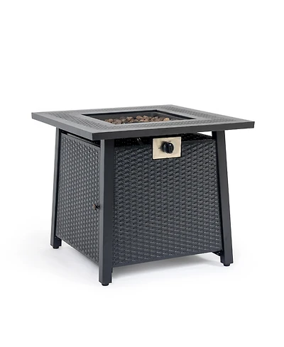 Flynama 28 Inch Iron Square Propane Fire Pit Table 50000 Btu Adjustable Flame Multi Purpose Outdoor Patio Table